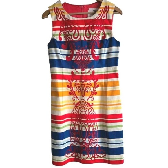 Anthropologie Tabitha Rainbow Dress Women's 4 Fiesta Embroidered Shift - Picture 1 of 8